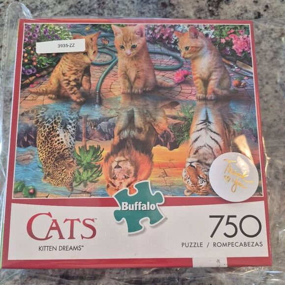 Buffalo Games Kitten Dreams 750 pc Jigsaw Puzzle, USED, tape on box - Picture 10 of 11